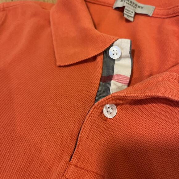 Burberry London Mens Large Orange Polo Shirt Nova Check Size Large - Picture 3 of 7
